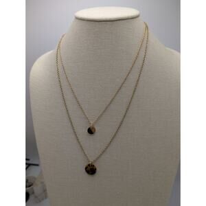 J.Crew Layered Pendant Necklace 13 Inch Gold Tortoise Shell Disc